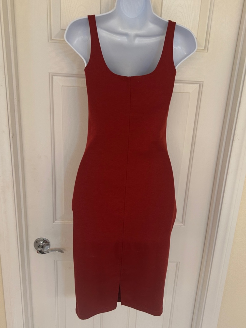 NWT Cotton On Kimi Scooped Bodycon Midi Dress Rosewood Rust Red NWT, Size S - Picture 6 of 7
